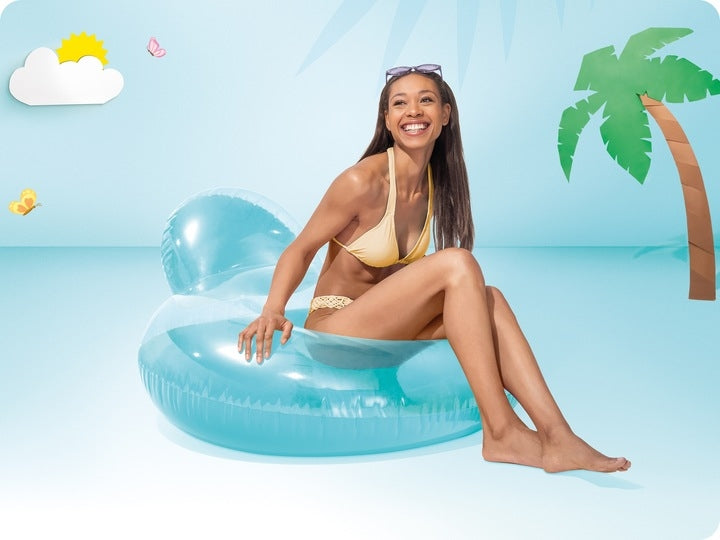 Round inflatable swimming lounger mattress, white Intex 58889