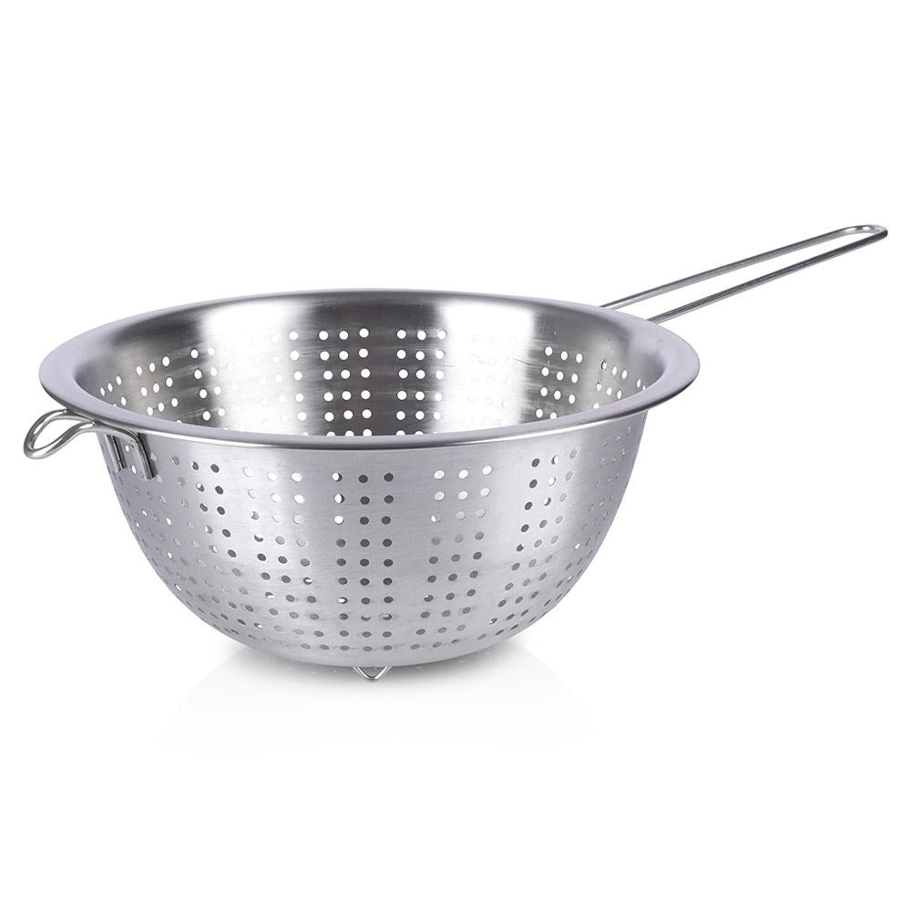 Round kitchen strainer 21 cm - Stainless steel, handle, versatile