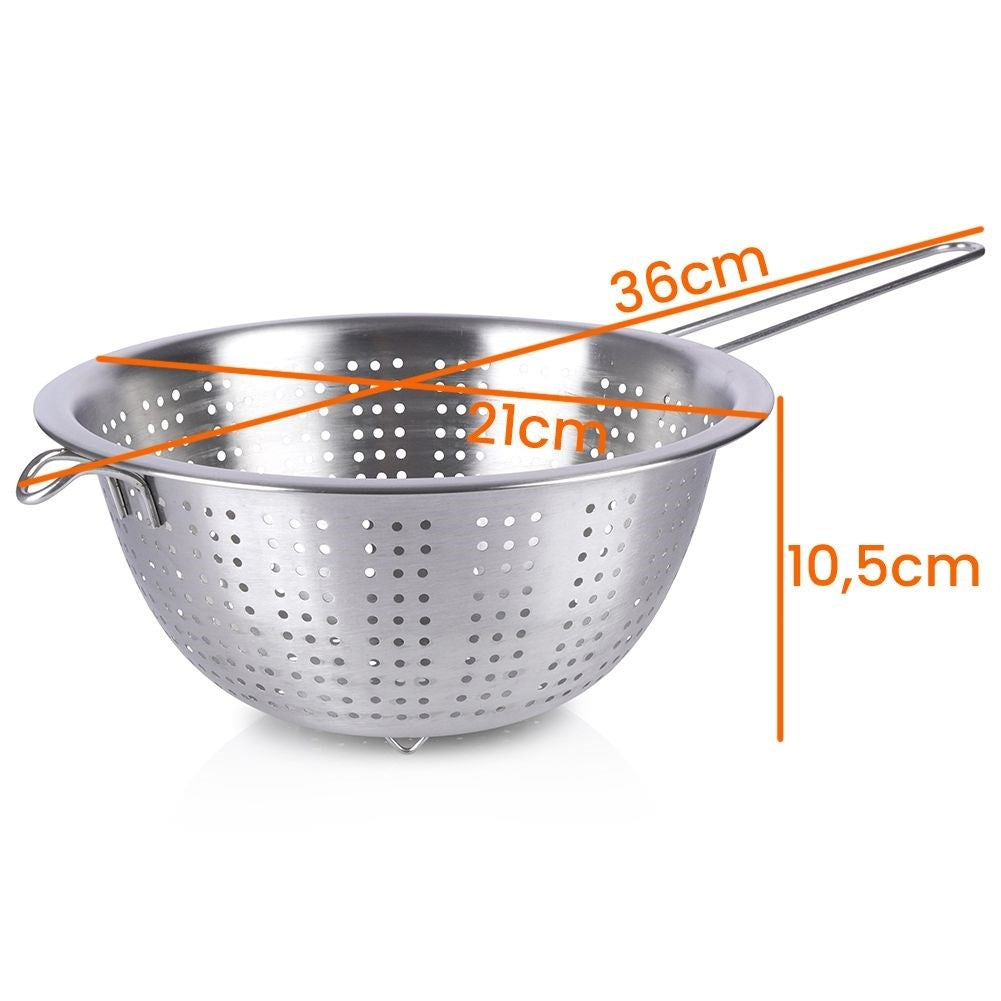 Round kitchen strainer 21 cm - Stainless steel, handle, versatile