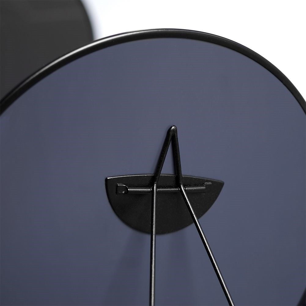 Round makeup mirror on stand, black metal, versatile use