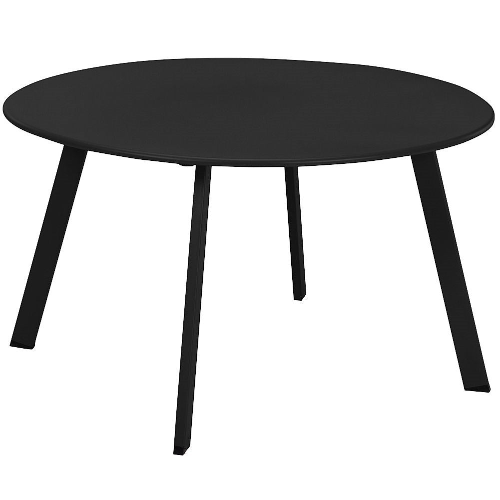 Round metal table in dark gray for balcony and garden