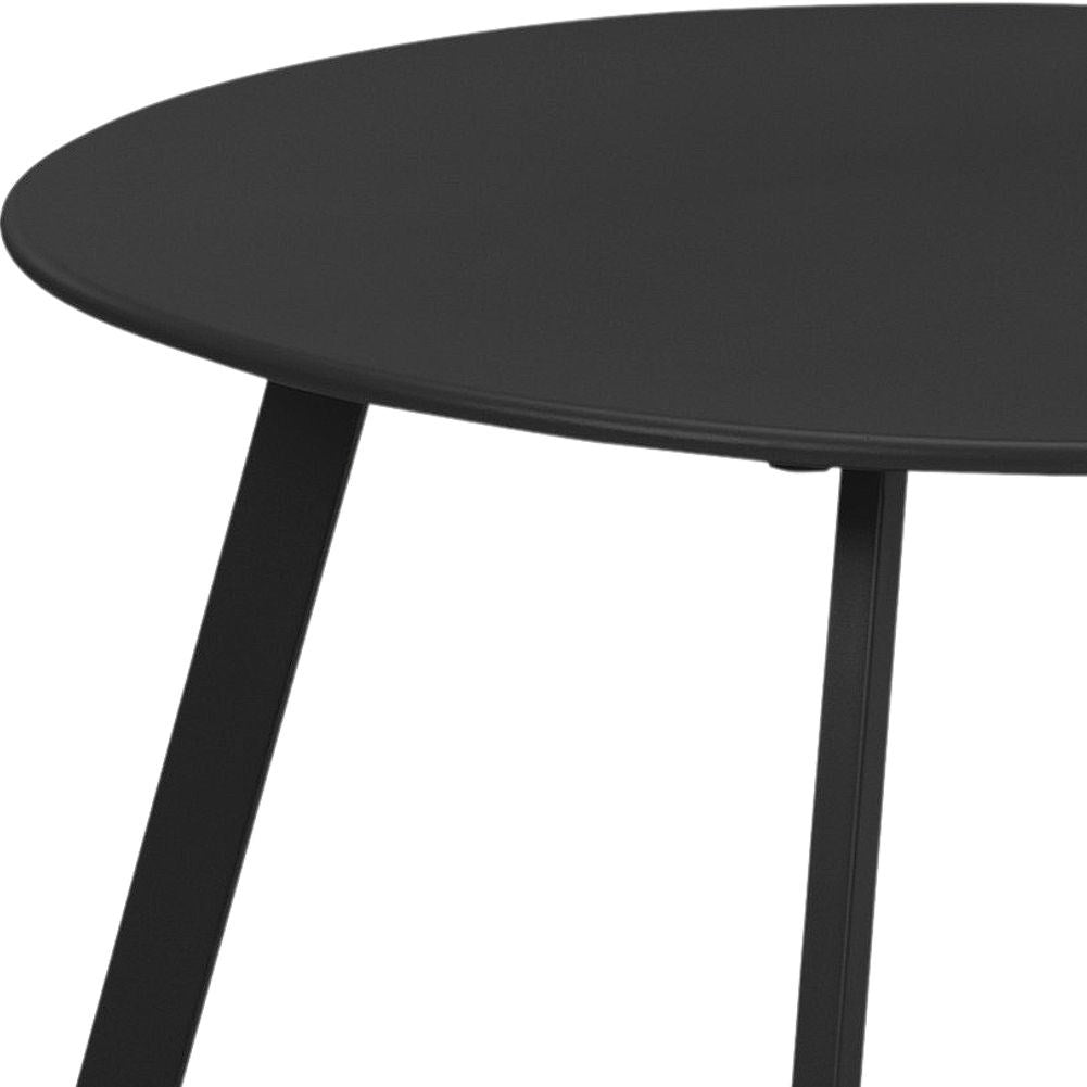 Round metal table in dark gray for balcony and garden