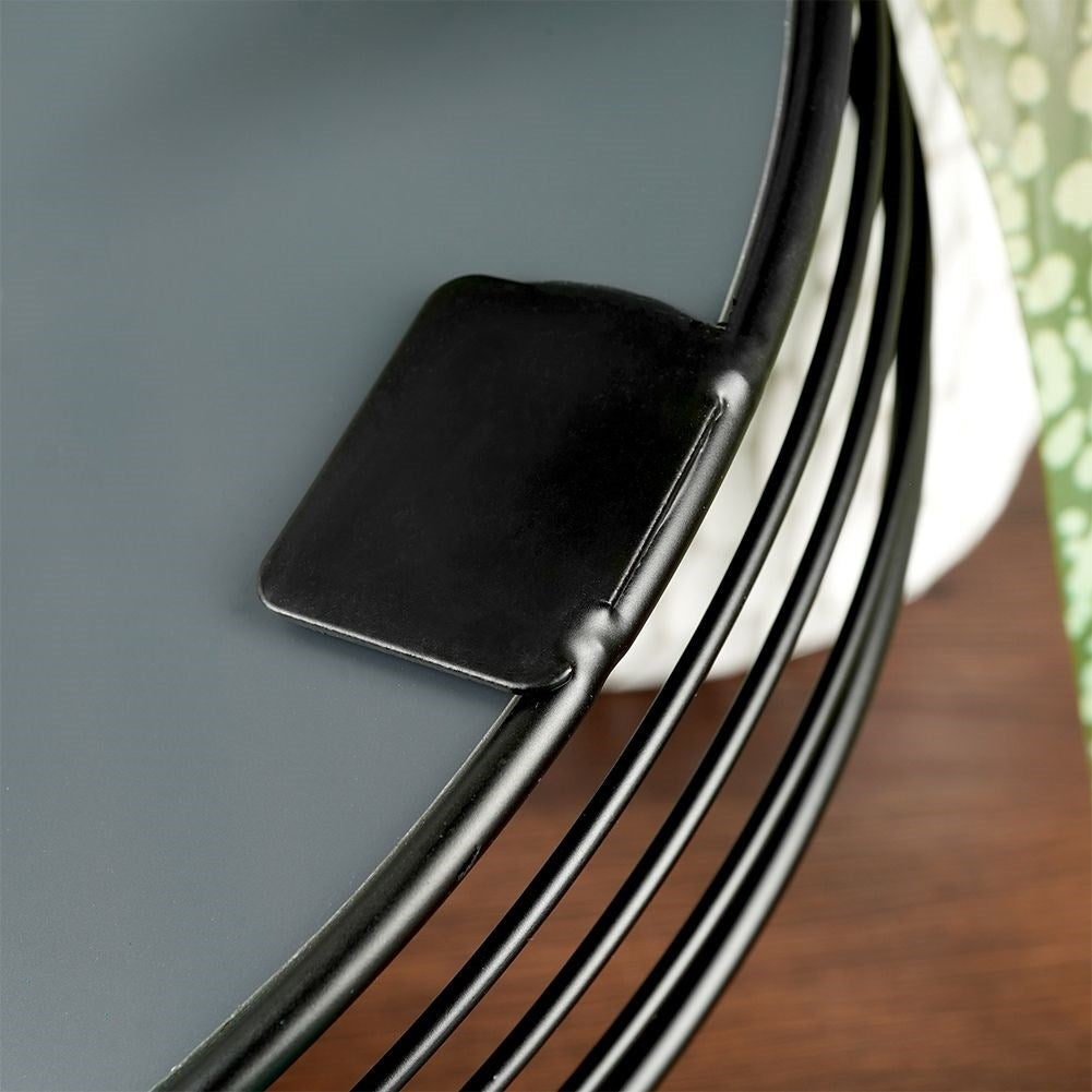 Round mirror tray 20 cm - Black metal and glass