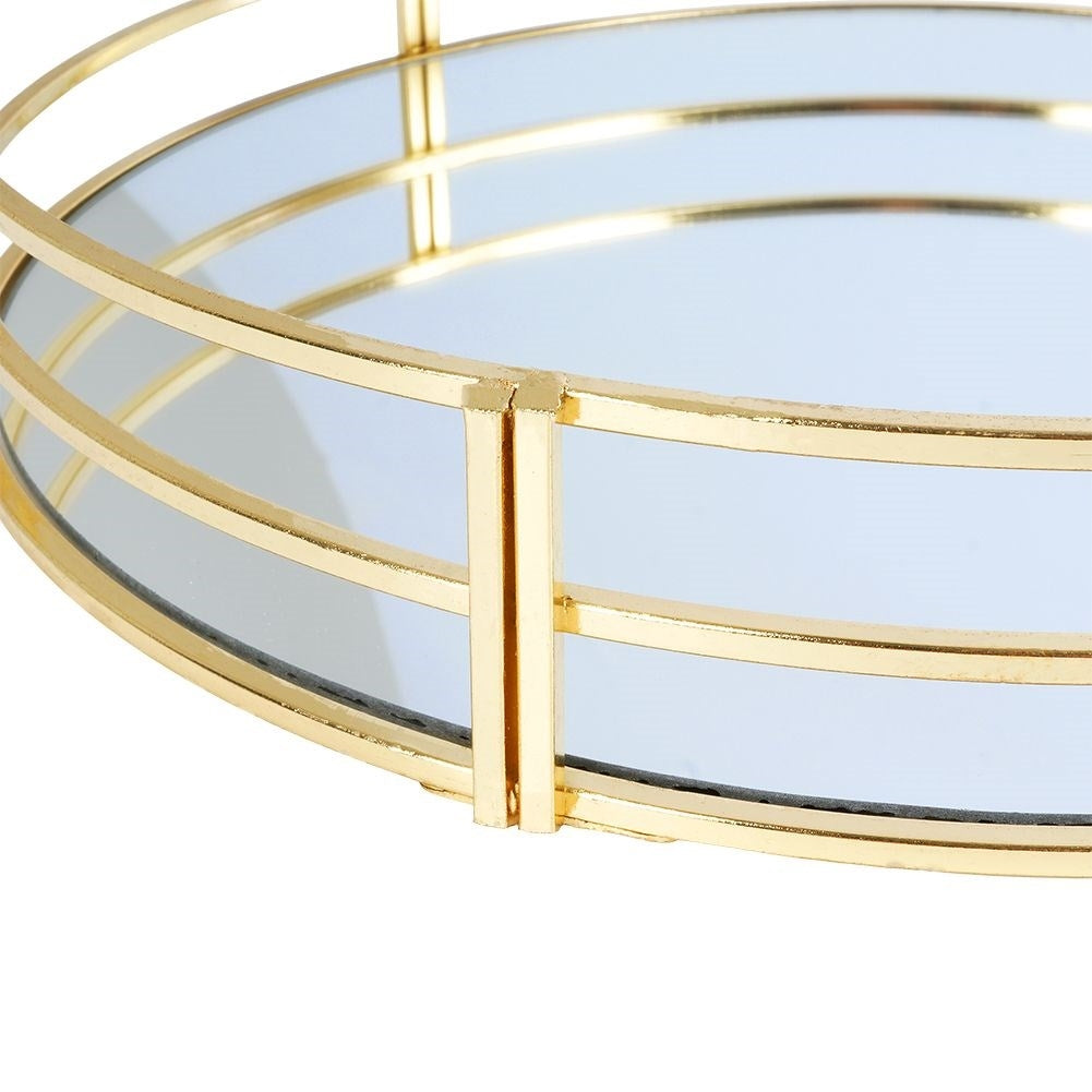 Round mirror tray 30 cm in gold and mirror glass