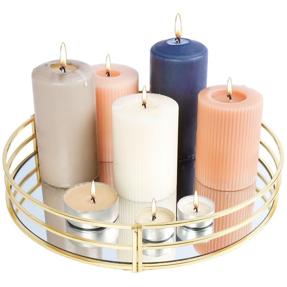 Round mirror tray 30 cm in gold and mirror glass