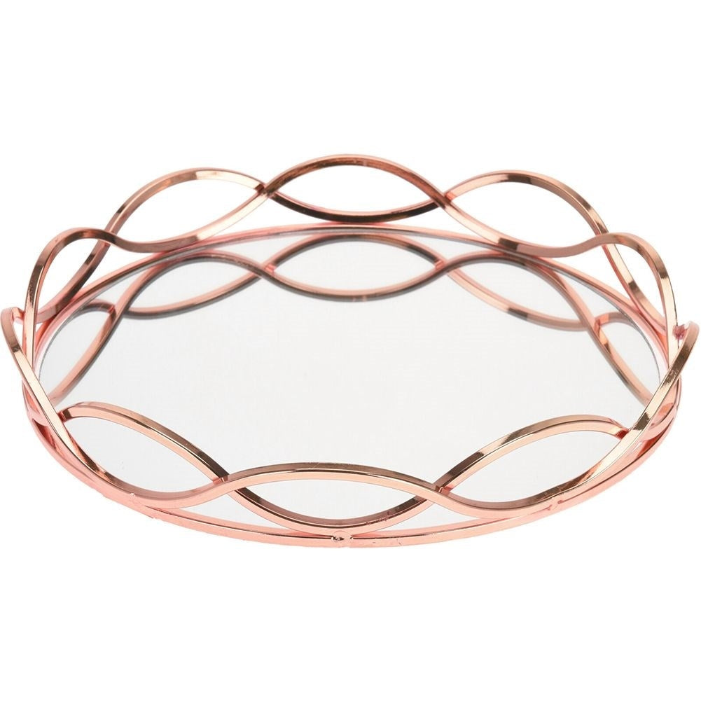 Round mirror tray in copper for lighting arrangements