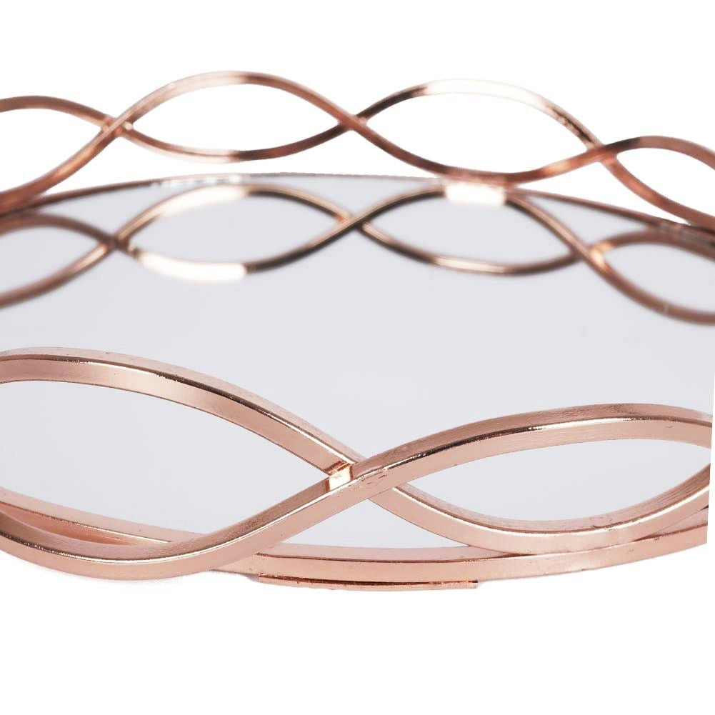 Round mirror tray in copper for lighting arrangements
