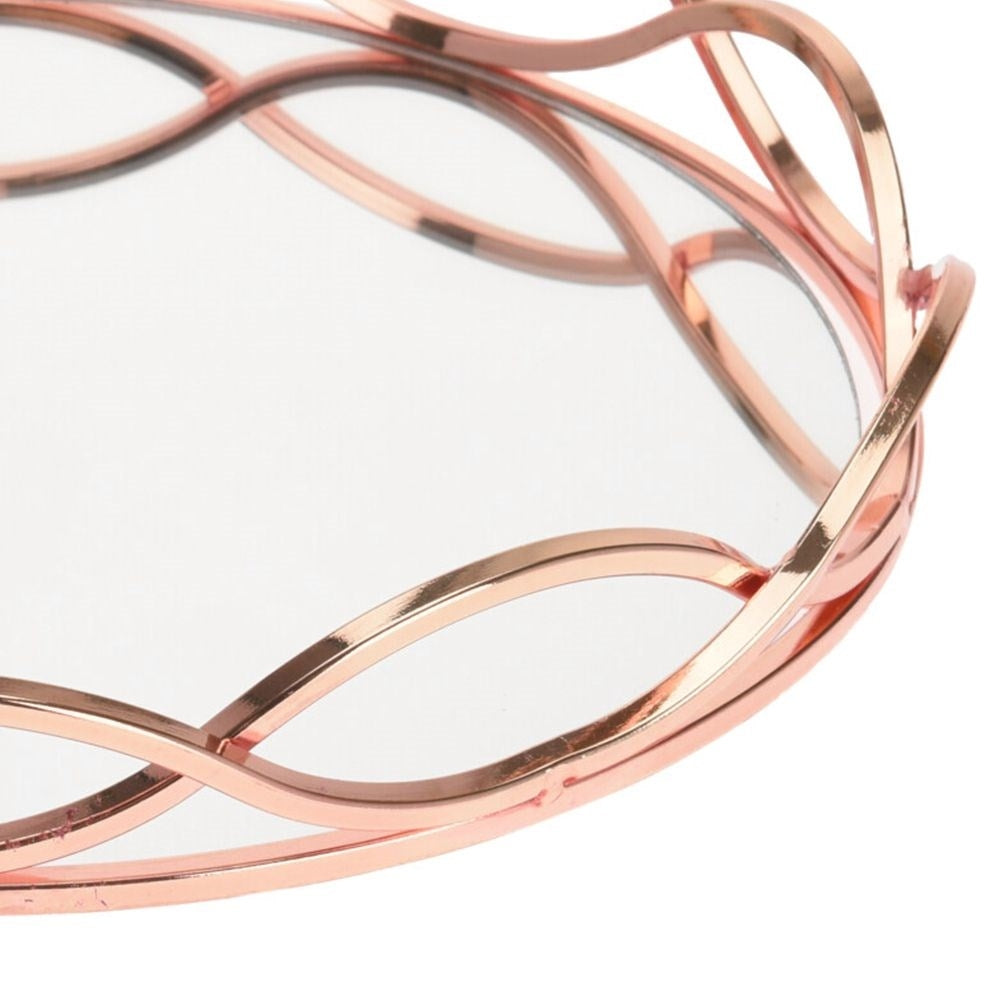 Round mirror tray in copper for lighting arrangements