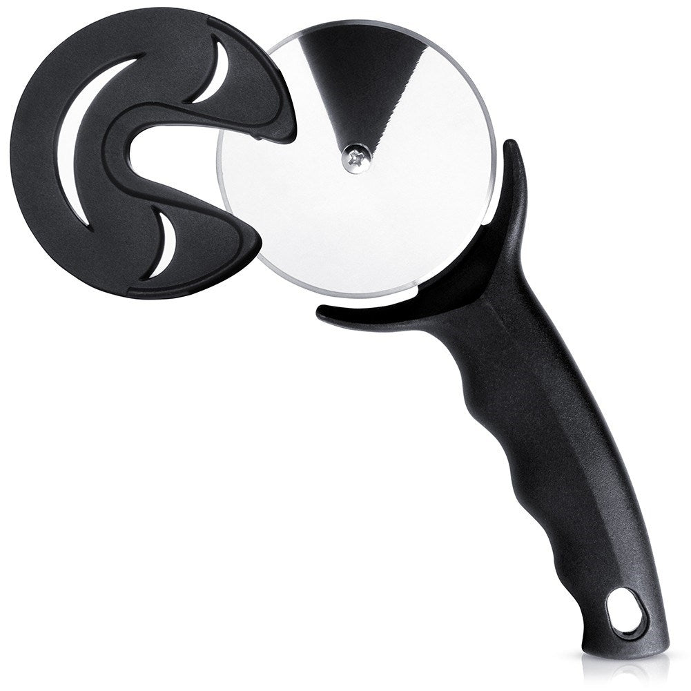Round pizza cutter with guard and stainless steel blade