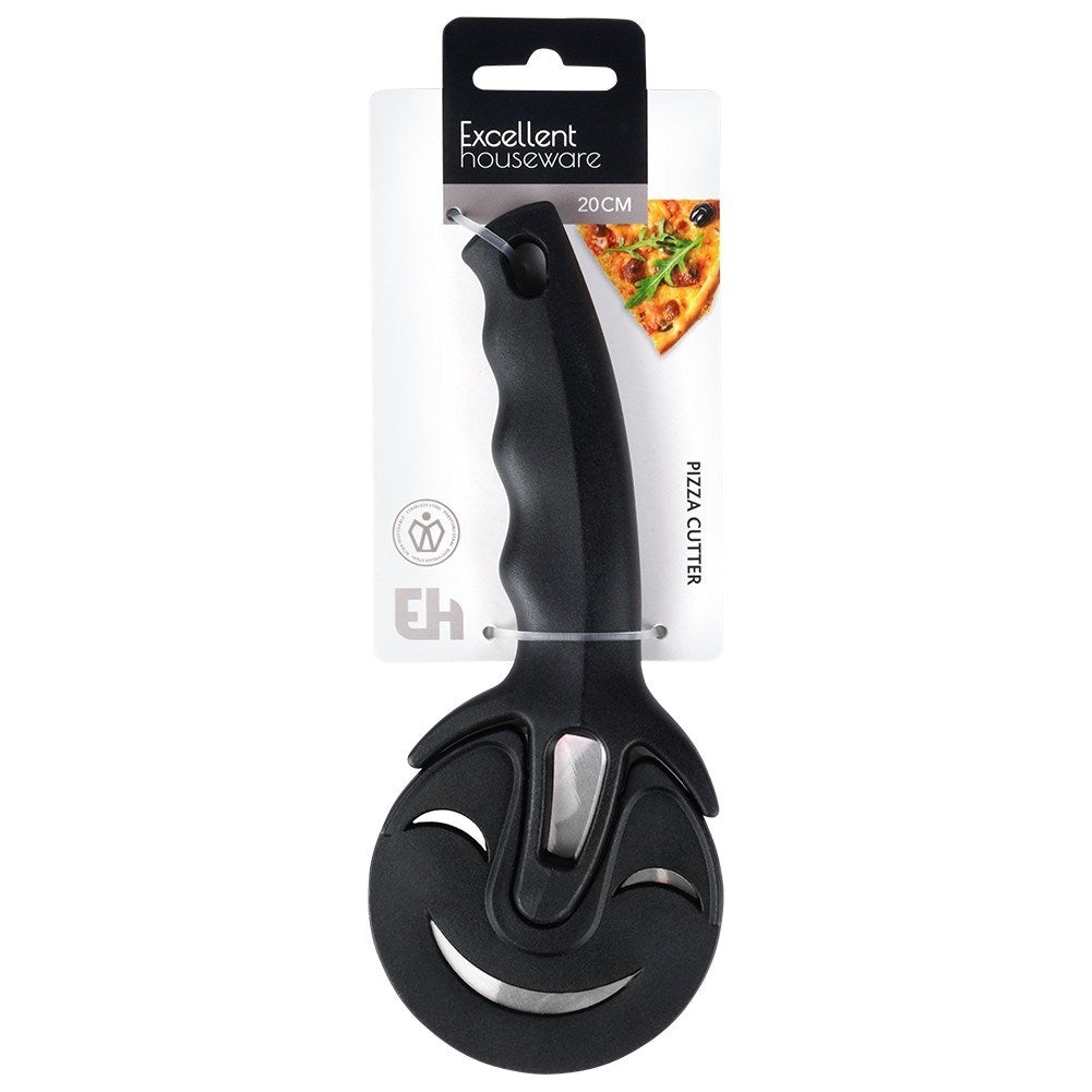 Round pizza cutter with guard and stainless steel blade