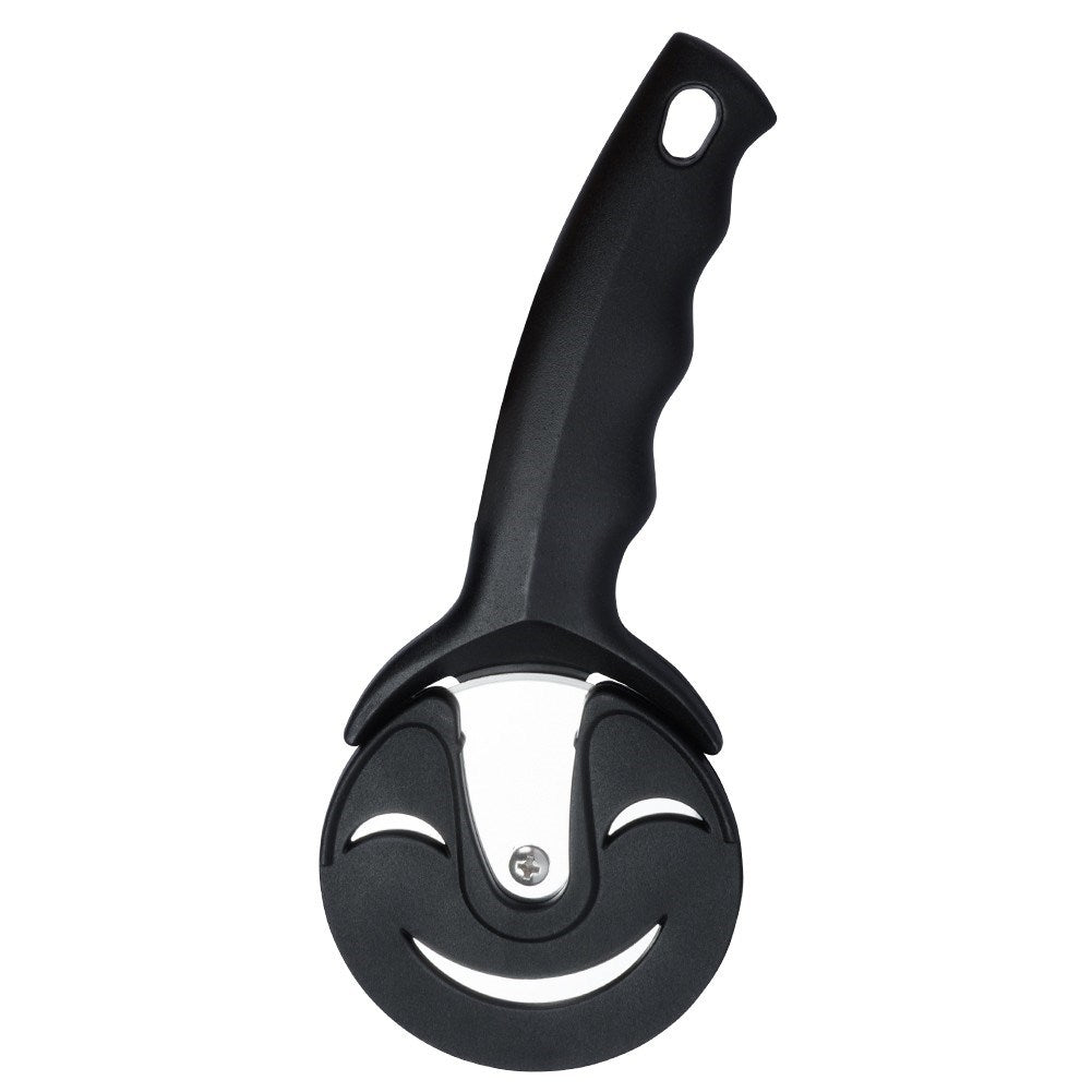 Round pizza cutter with guard and stainless steel blade