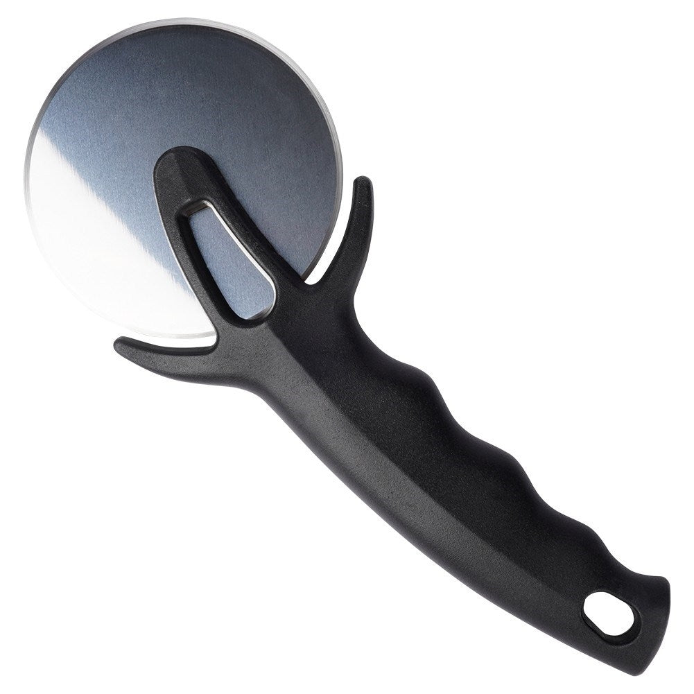 Round pizza cutter with guard and stainless steel blade