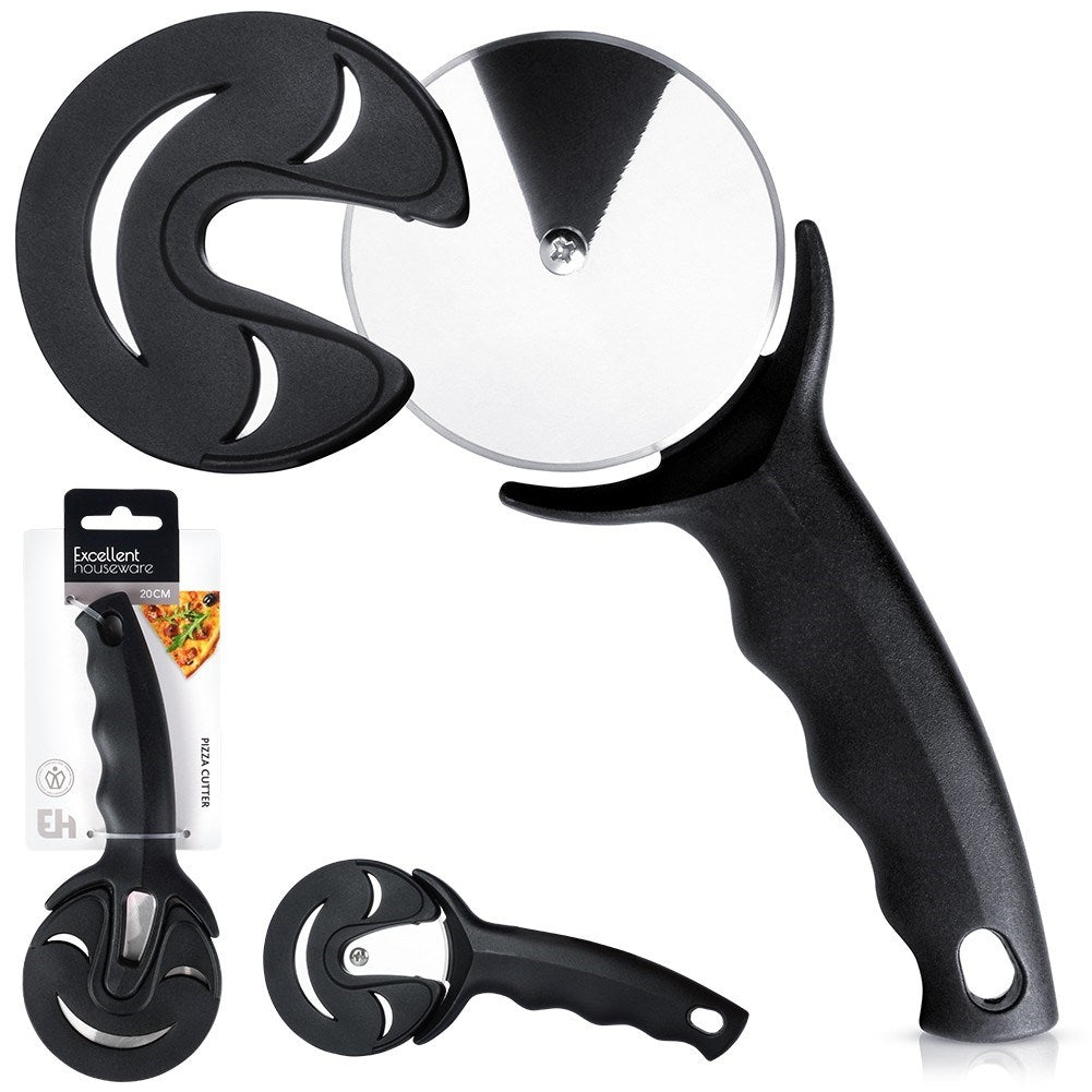 Round pizza cutter with guard and stainless steel blade