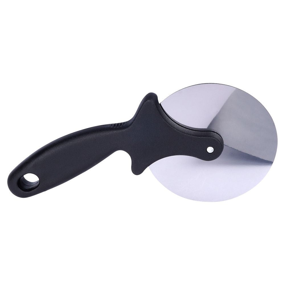 Round pizza cutter with stainless steel blade and comfortable handle