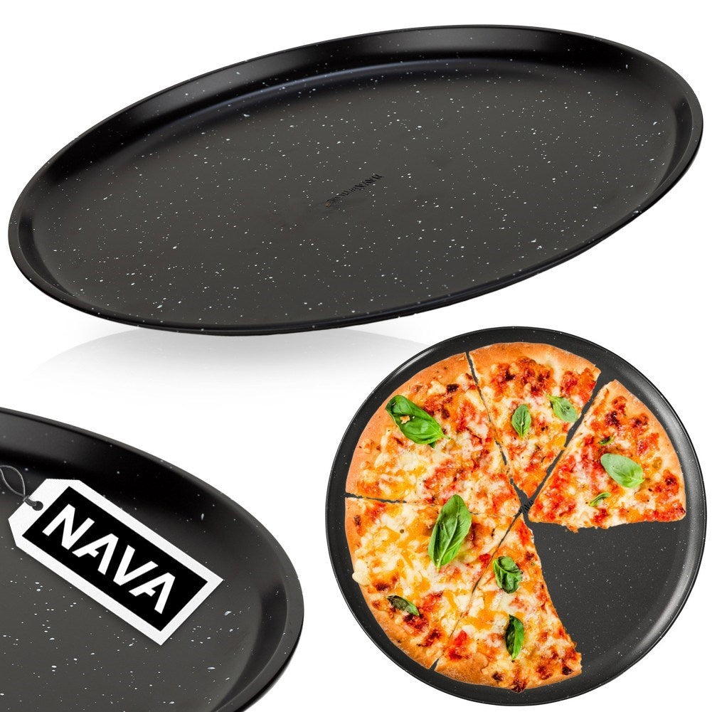 Round pizza plate with non-stick granite coating