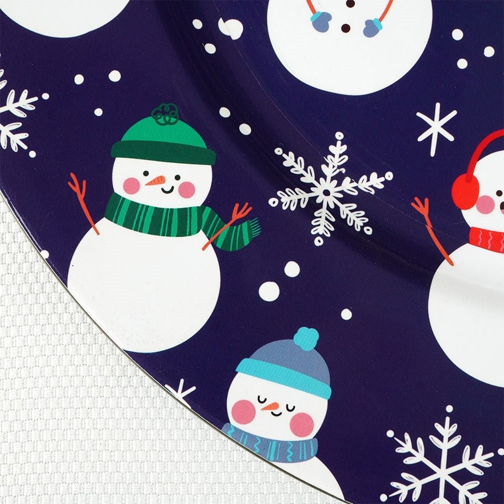 Round placemat 33 cm, navy blue with snowman motif for Christmas