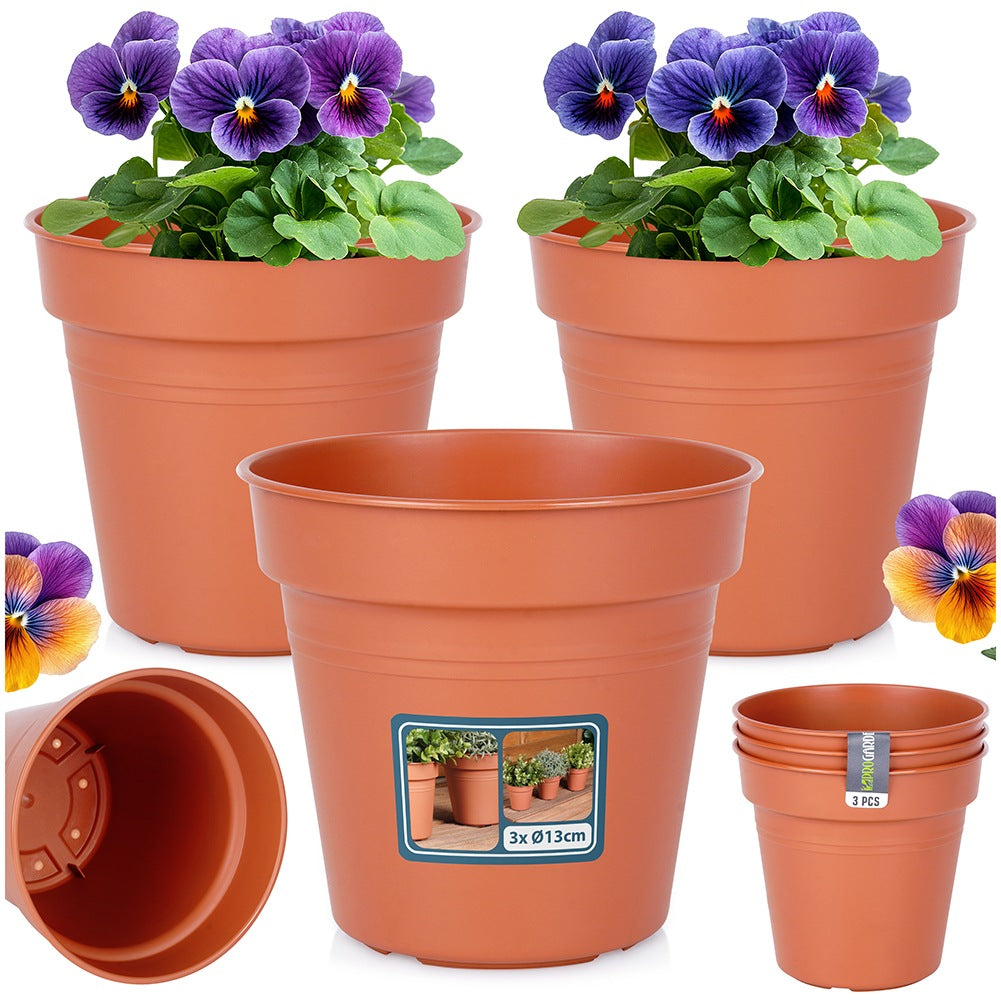 Round plastic garden pot 13 cm 3 pcs.