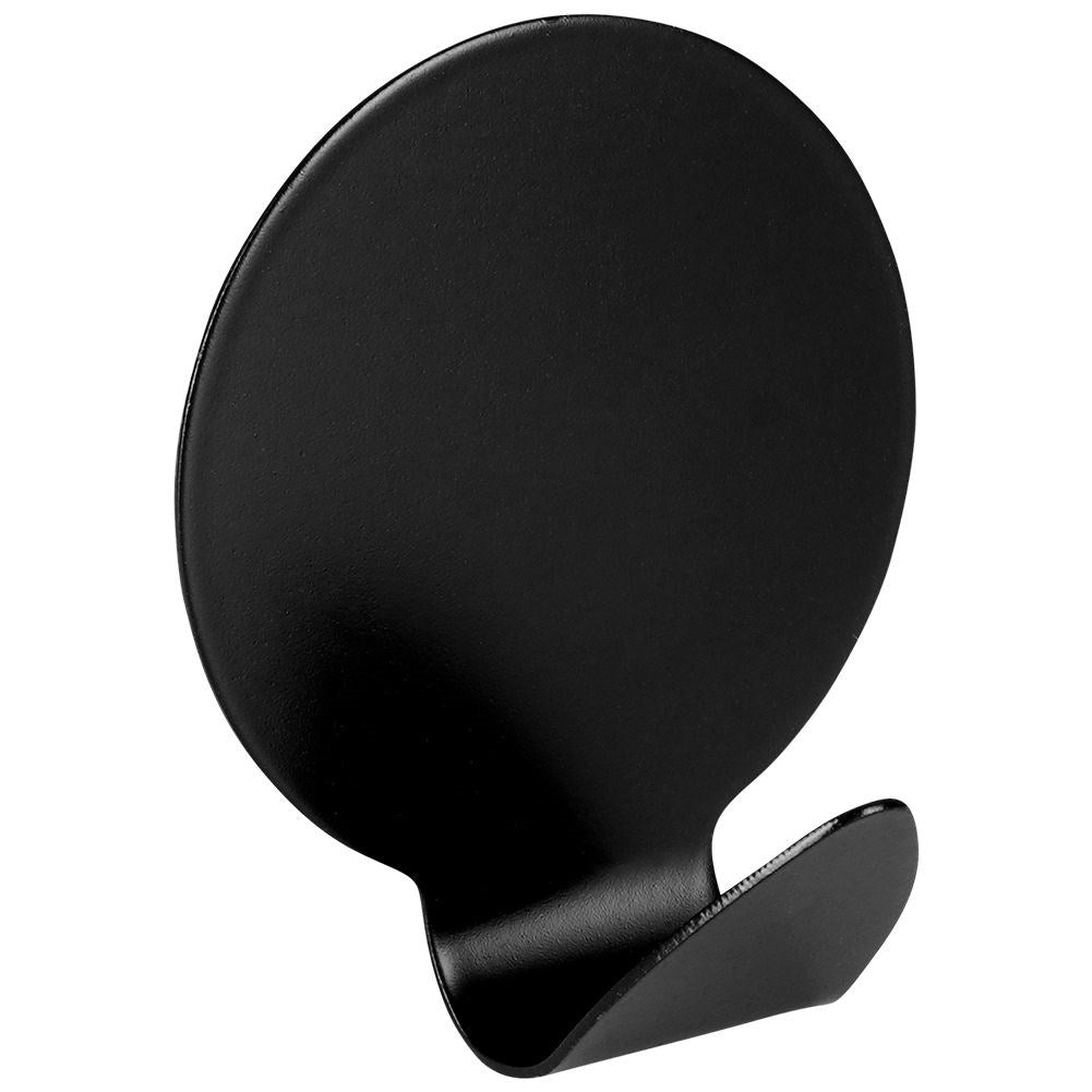 Round self-adhesive hooks in black matt stainless steel