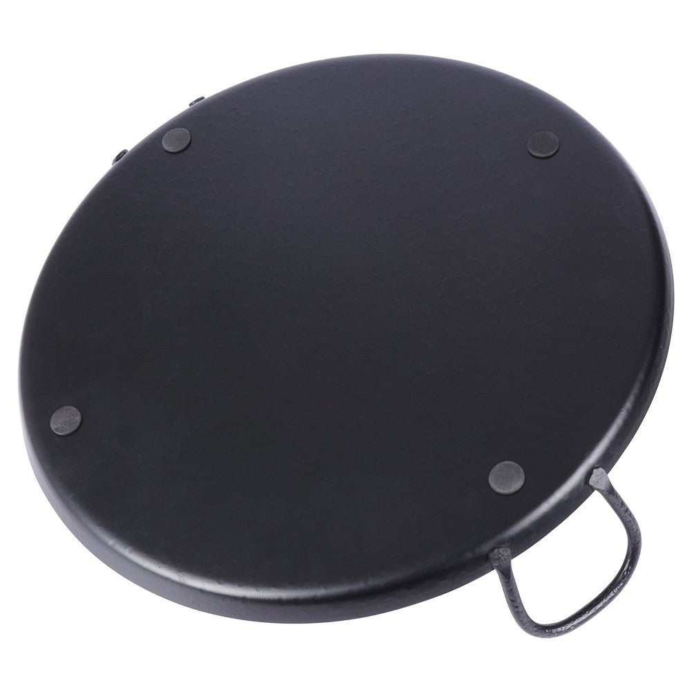 Round serving tray in matt black stainless steel