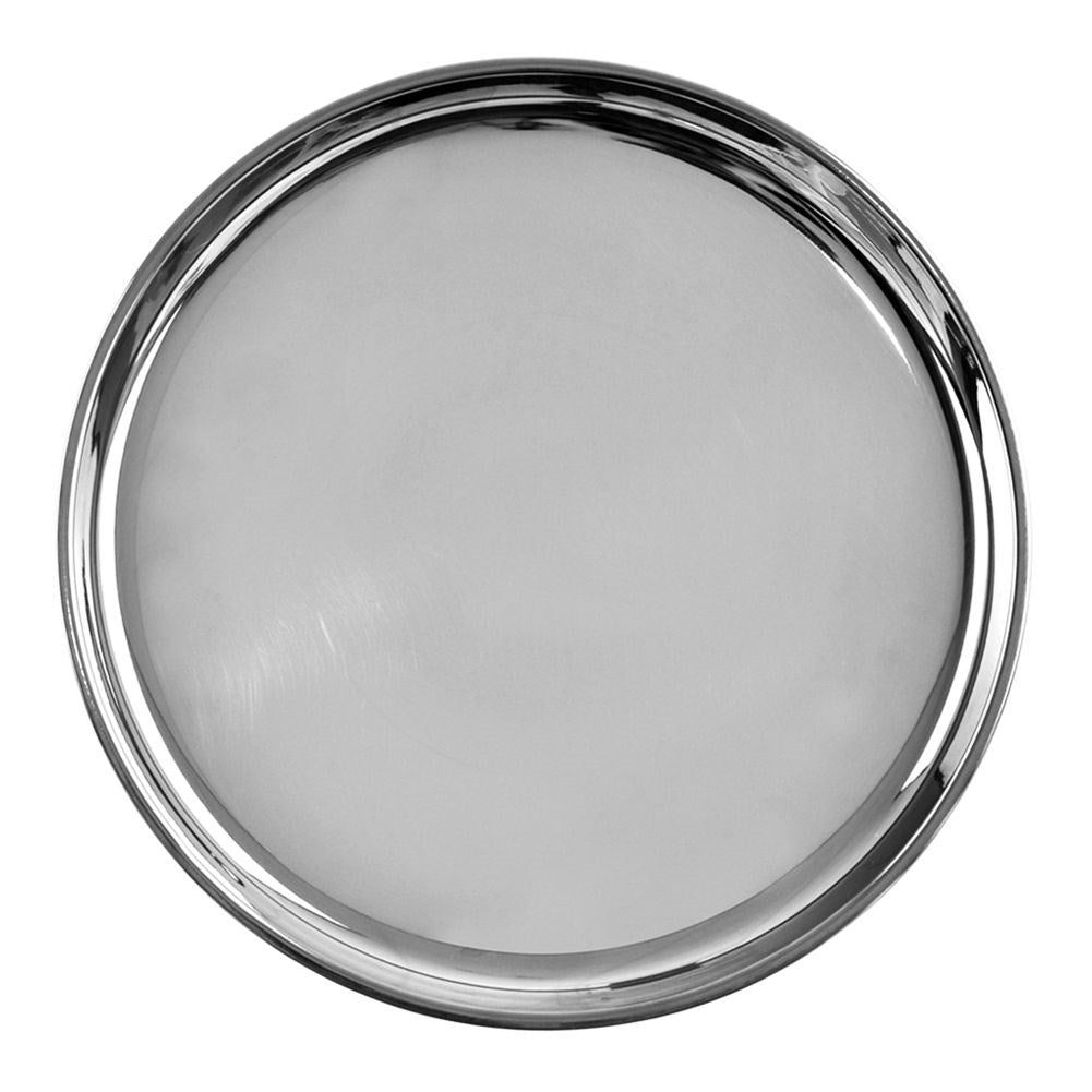 Round serving tray in stainless steel, high gloss, robust