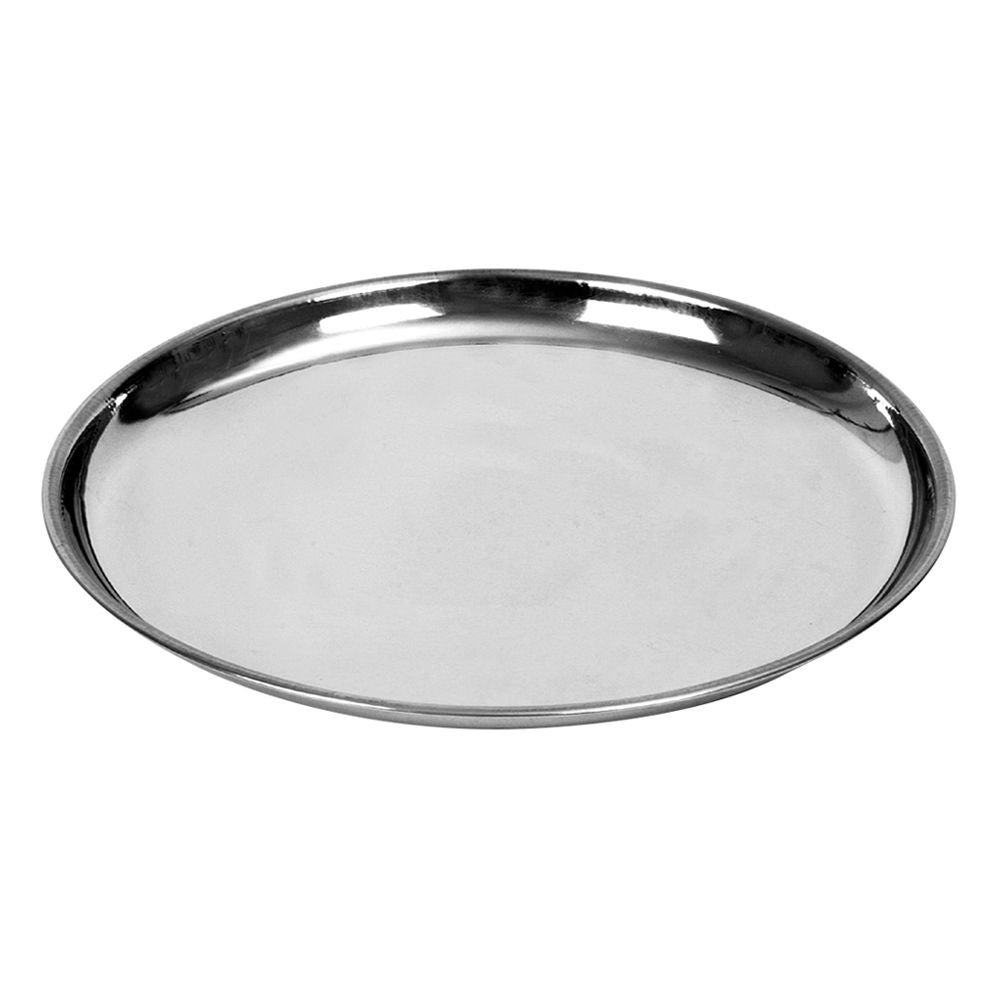 Round serving tray in stainless steel, high gloss, robust