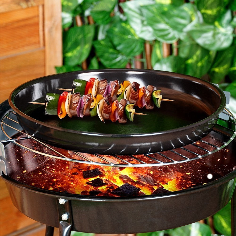 Round steel grill plate with non-stick for grill and oven