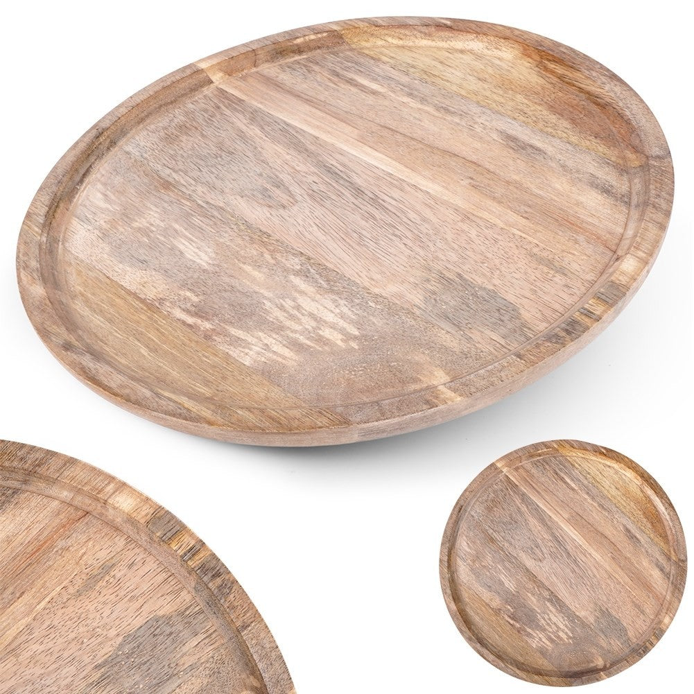 Round tray made of durable exotic mango wood