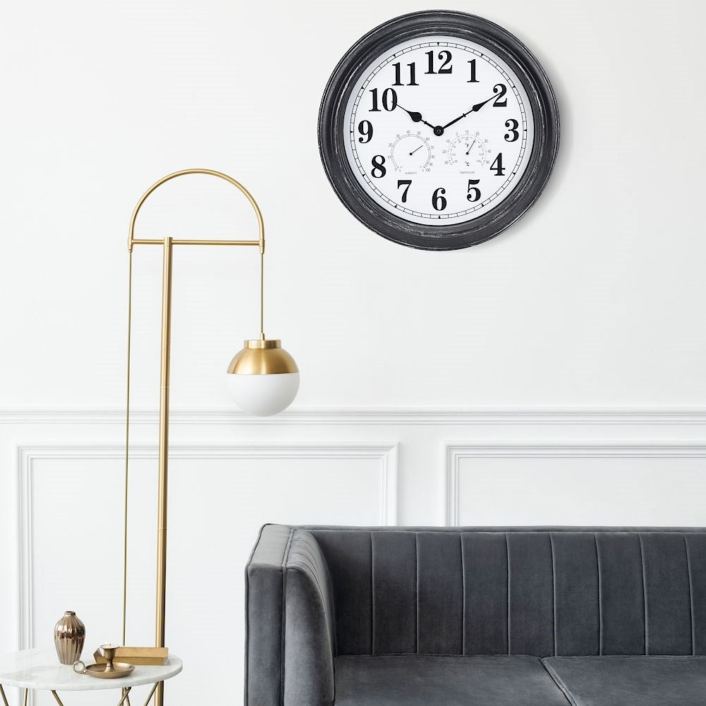 Round wall clock 40 cm with thermometer and hygrometer