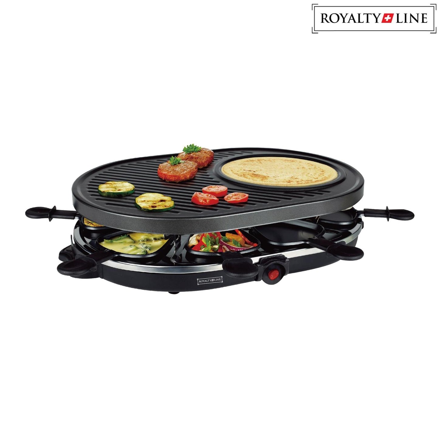 Royalty Line 2 in 1 Electric Grill with 8 Pieces Raclette