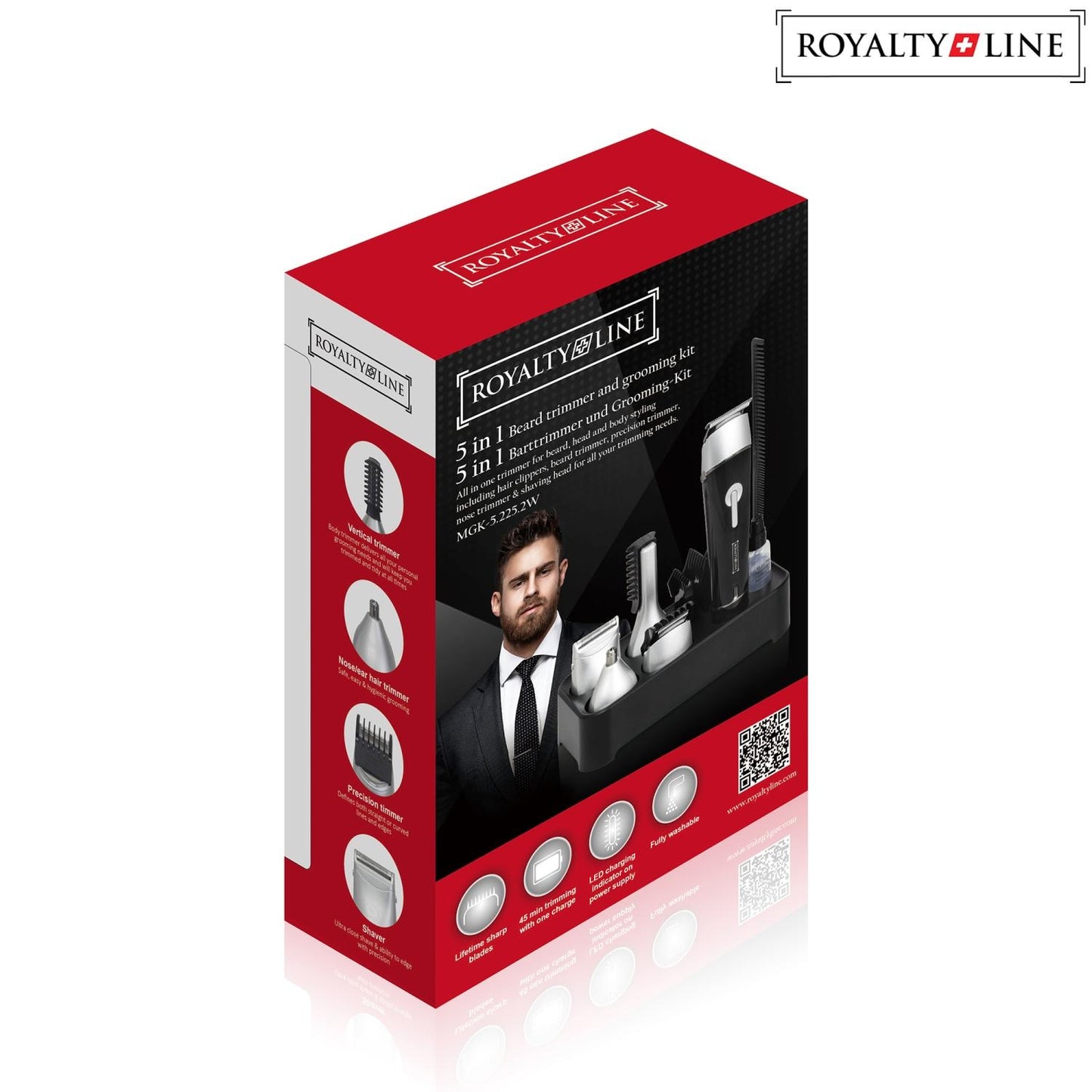 Royalty Line 5-in-1 Waterproof Hair Trimmer and Grooming Kit