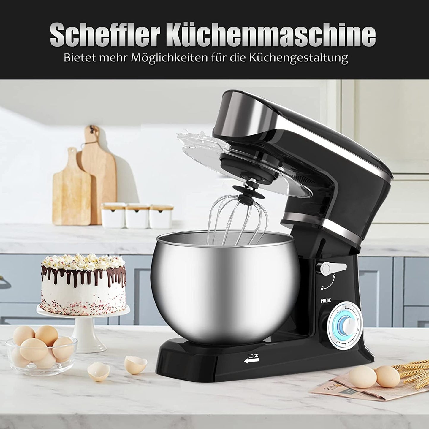 Royalty Line PKM-1900.7: Stand Mixer- 1900W Black