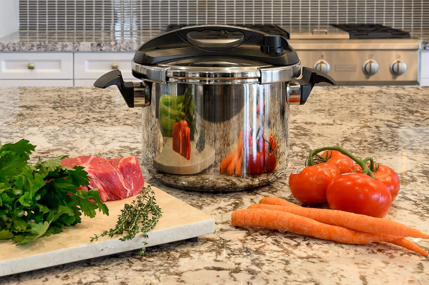 Royalty Line RL-28PS10LM: 28cm Marble Coated Pressure Cooker - 10L