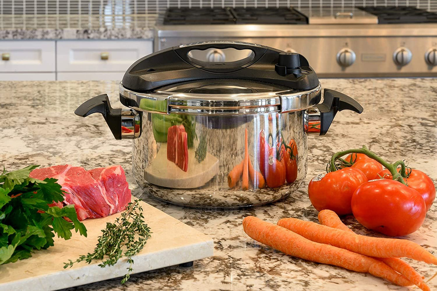 Royalty Line RL-28PS8LM: 28cm Marble Coated Pressure Cooker - 8L