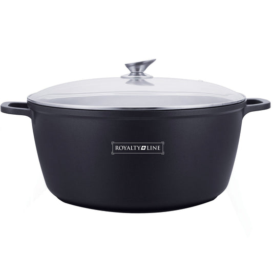 Royalty Line RL-BS40M: Die Cast Casserole with Glass Lid - 40cm