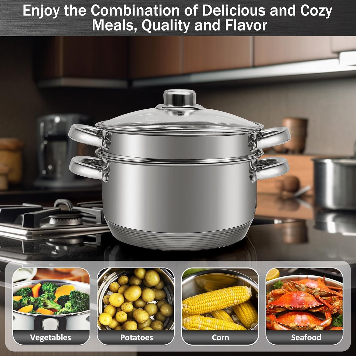 Royalty Line RL-C12L: Stainless Steel Stockpot and Steamer/ Couscous Pot - 12L