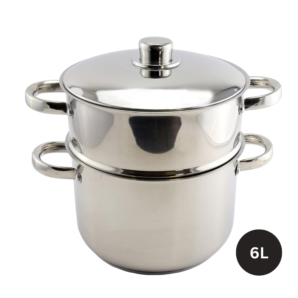 Royalty Line RL-C6L: Stainless Steel Stockpot, Steamer, and Couscous Pot - 6L