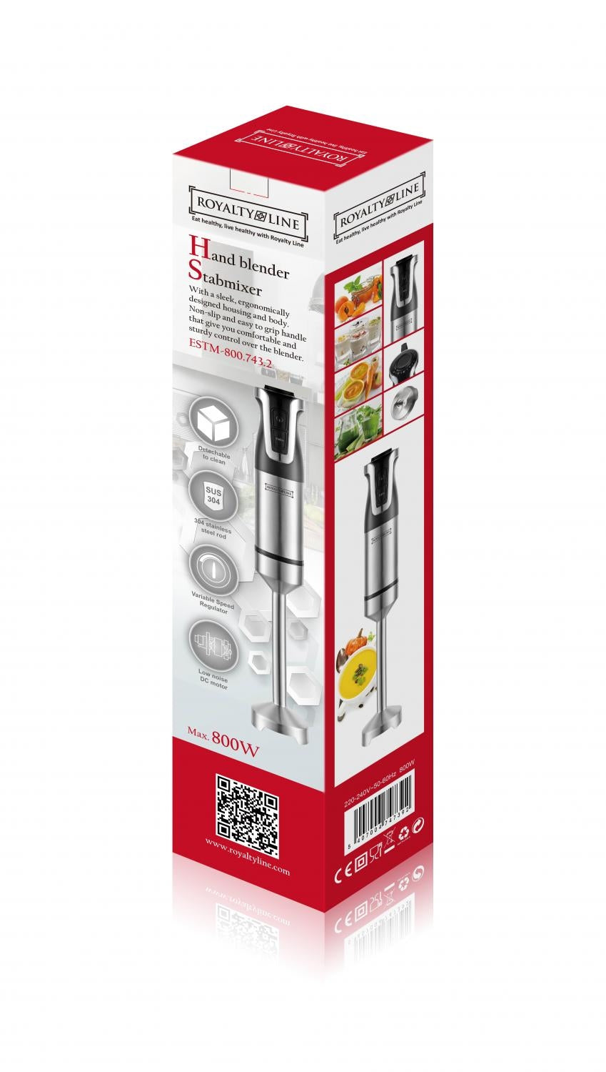 Royalty Line RL ESTM800BLK: Powerful Black Stick Immersion Blender for Smoothies and Soups