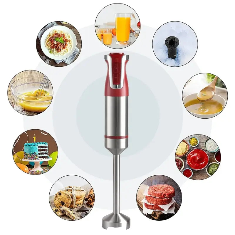 Royalty Line RL ESTM800RED: Powerful Red Stick Immersion Blender for Smoothies and Soups