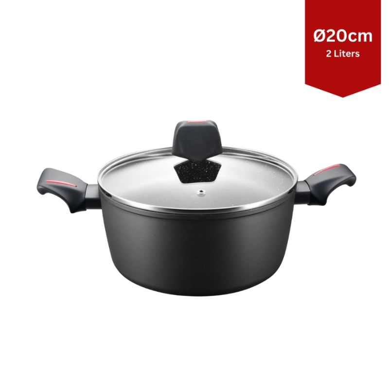 Royalty Line RL-FTN20: 20cm Die-Cast Greblon Marble Coated Casserole - 2L