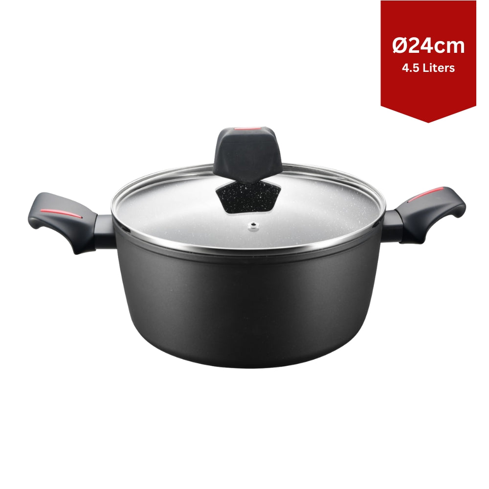 Royalty Line RL-FTN24: 24cm Die-Cast Greblon Marble Coated Casserole - 4.5L