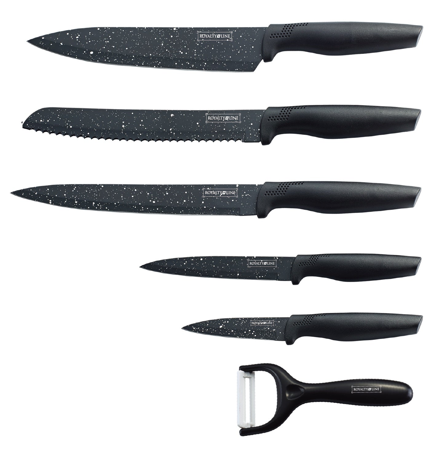 Royalty Line RL-MB5: Non-Stick coating Knife Set 5PCS Black