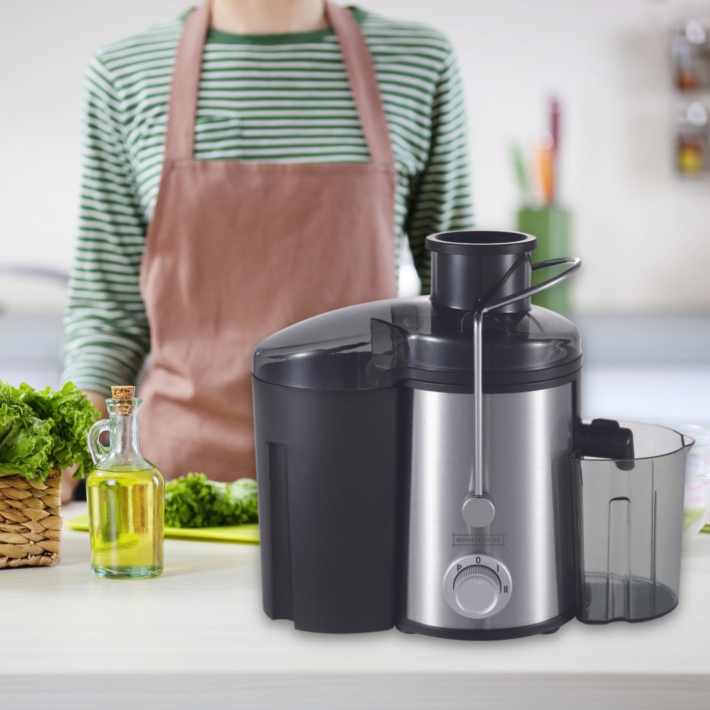Royalty Line RL-PJ19001: 15L Stainless Steel Juice Extractor - 700W - Grey