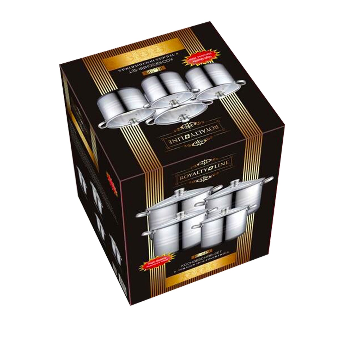 Royalty Line RL-SP8:8 Pieces Deep Stainless Steel Pot Set