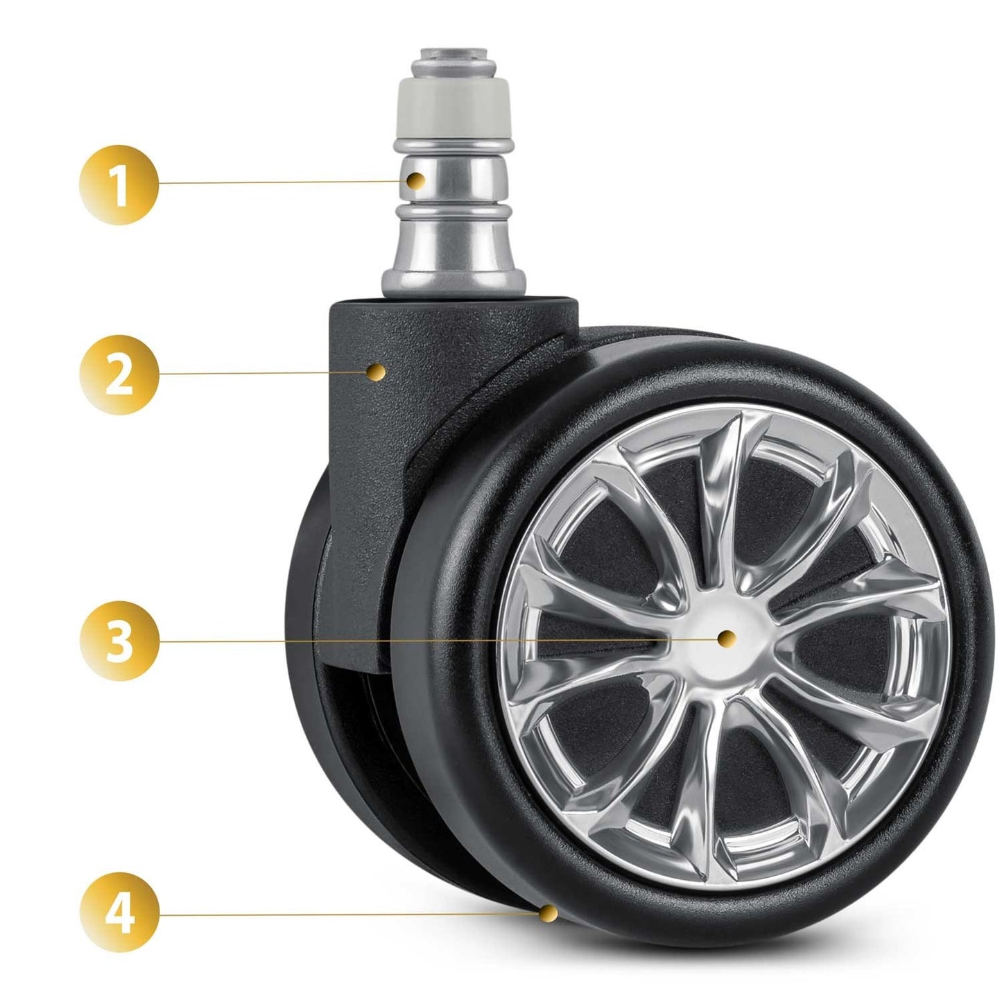 Rubberized wheels for black Sofotel armchairs, 5 pcs