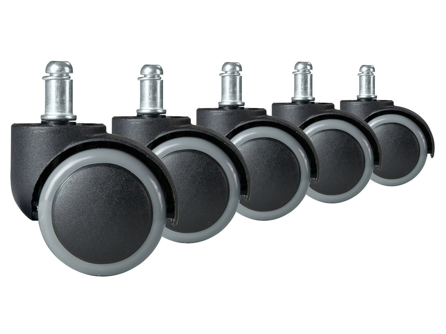 Rubberized wheels for office chairs, 5 pcs, gray