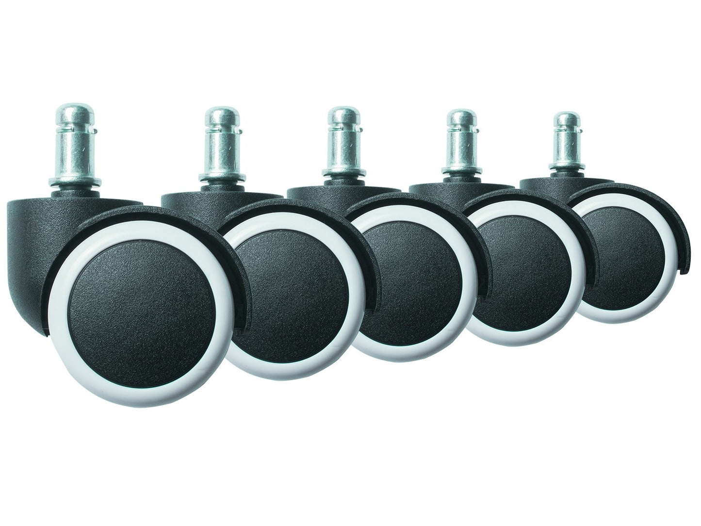 Rubberized wheels for office chairs, 5 pcs, white