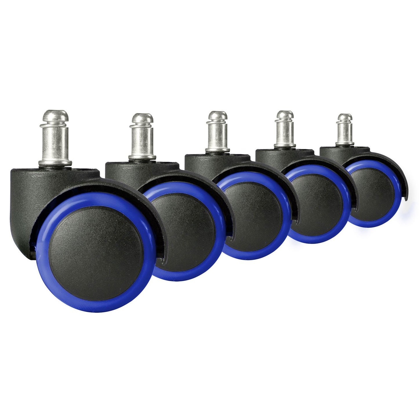 Rubber wheels for chairs, black-blue, 5-pack