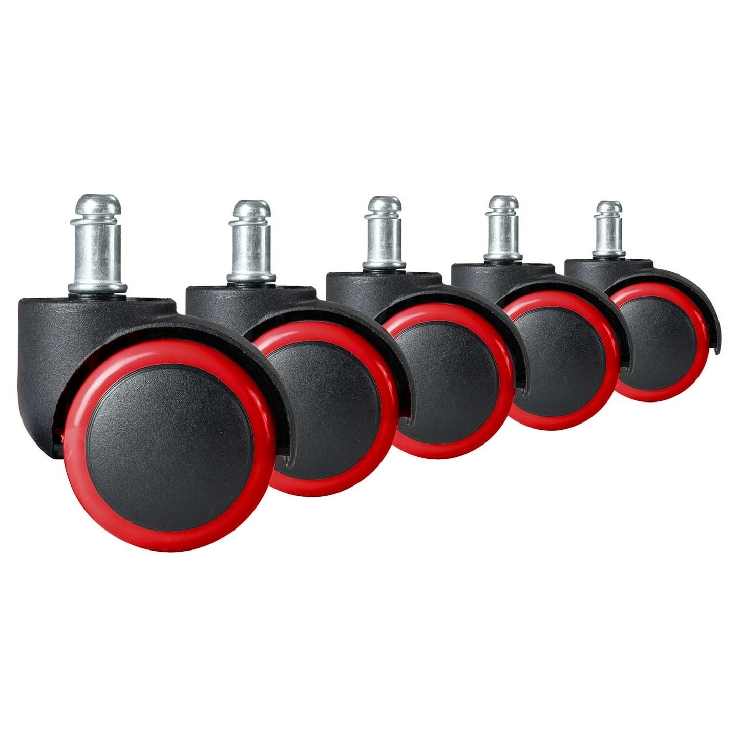 Rubber wheels for office chairs Black/Red 5-pack