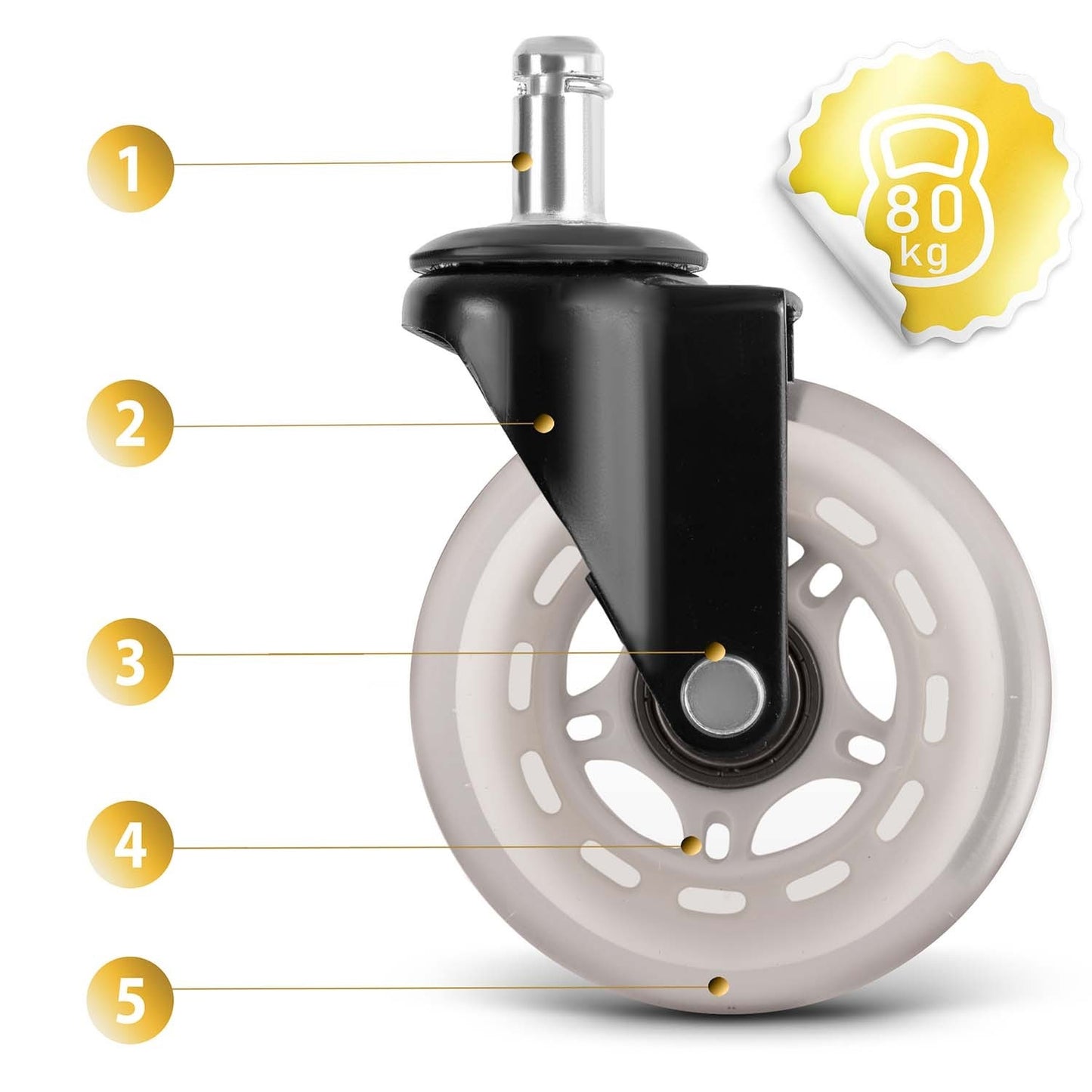 Rubber wheels for transparent Sofotel armchairs, 5 pcs