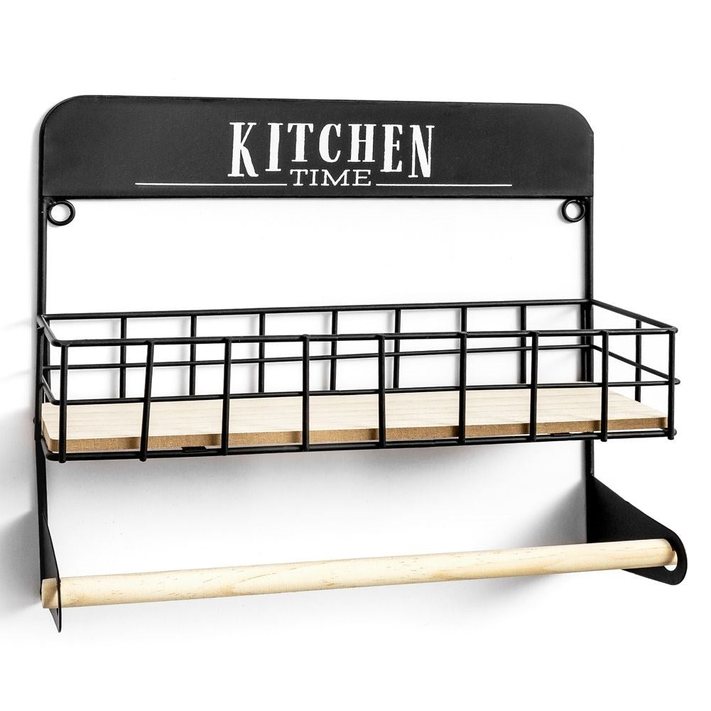 Rustic Kitchen Shelf with Paper Towel Holder